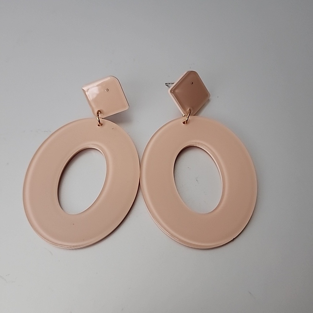 Acrylic Geometric  cut out  Earrings Stud Nude Color